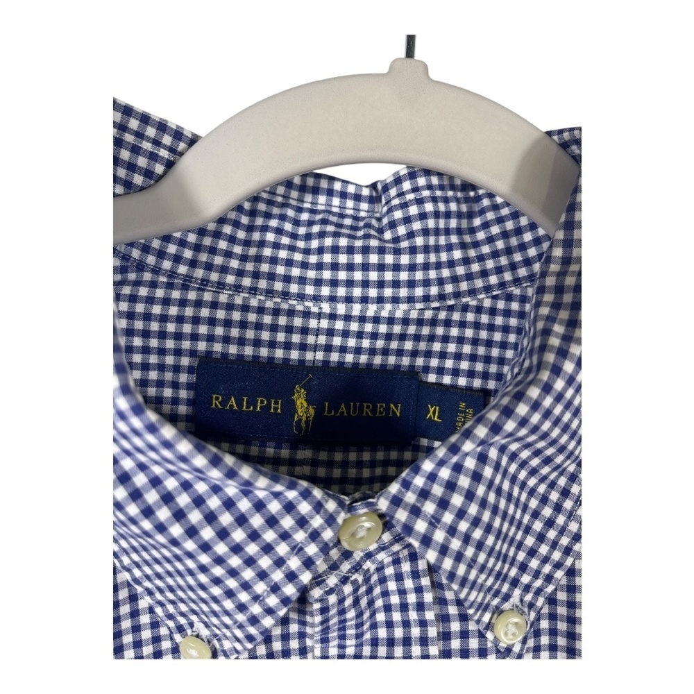 Ralph Lauren Button Down Oxford Shirt Men XL Blue White Gingham Long Sleeve XL - Picture 5 of 6